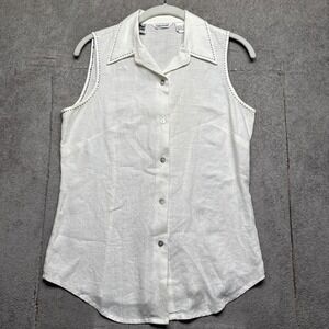 Richard Malcolm‎ Irish Linen White Sleeveless Button Front Top Women's Small